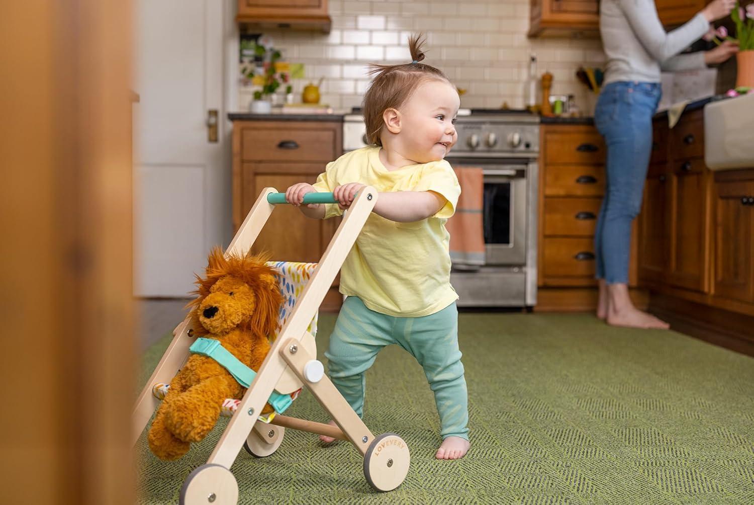 imageLOVEVERY The Buddy Stroller Wooden Toy Doll Stroller for Pretend Play Ages 12 Months