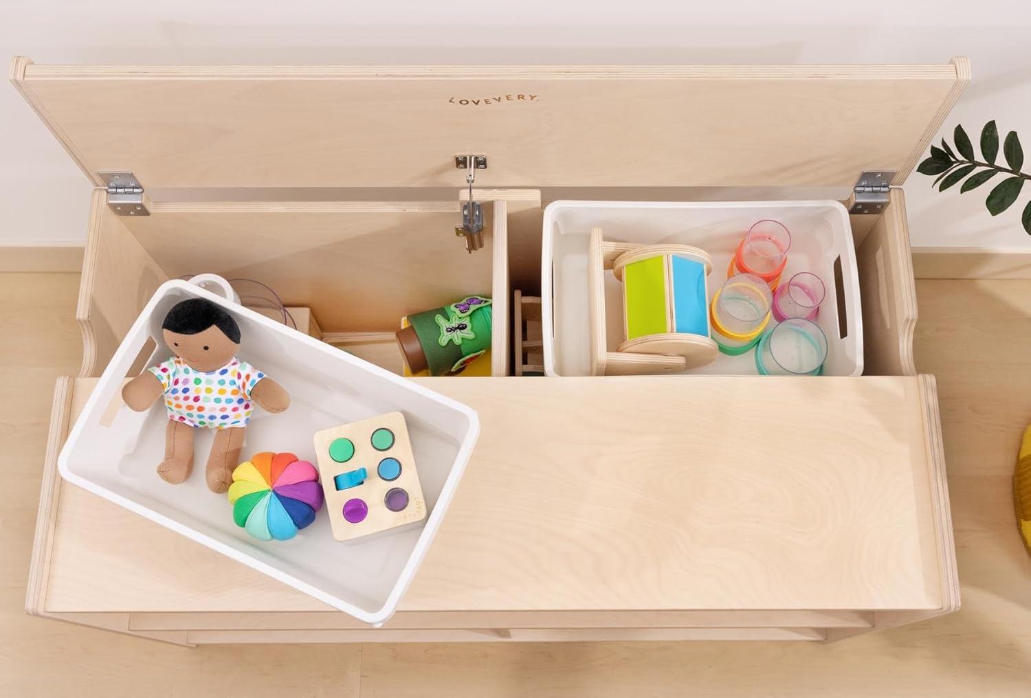 imageLovevery The Montessori Playshelf 2in1 Storage Shelf Makes Toy Rotation and Storage Simple 100 Birchwood Design