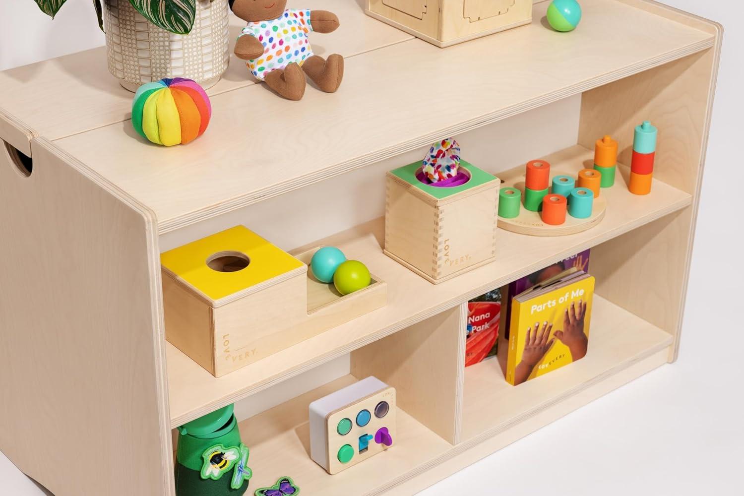 imageLovevery The Montessori Playshelf 2in1 Storage Shelf Makes Toy Rotation and Storage Simple 100 Birchwood Design
