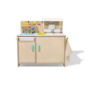 LOVEVERY, The Real Life Play Kitchen, Mosaic Backsplash, Toy Kitchen with Running Water, Including Accessories, Birthday Gift for 18 Months to 5+ Years